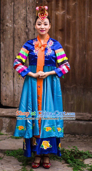 Chinese Korean Minority Nationality Ethnic Groups Wear Dresses Traditional Clothing for Women