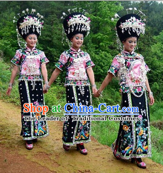 Chinese Miao Ethnic Clothing Minority Clothing Cultural Costumes Complete Set for Women
