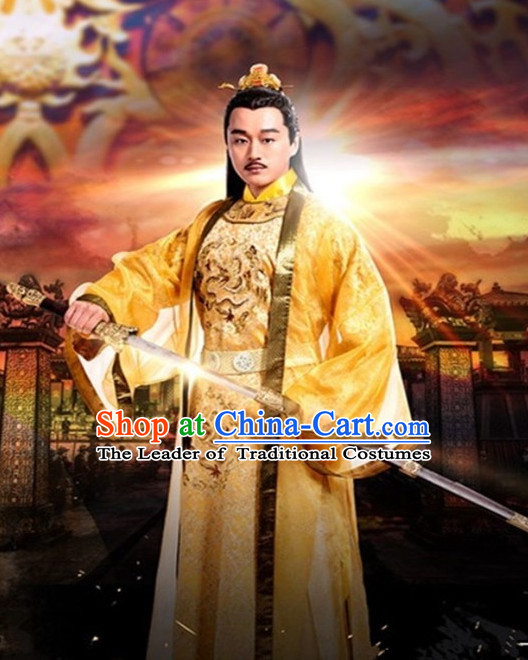 Ancient Chinese Emperor Men's Clothing _ Apparel Chinese Traditional Dress Theater and Reenactment Costumes Complete Set for Men