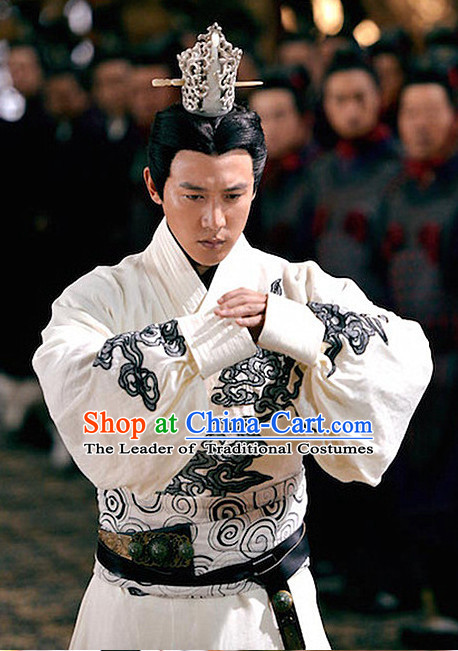 Ancient Chinese Prime Minster Men's Clothing _ Apparel Chinese Traditional Dress Theater and Reenactment Costumes and Coronet Complete Set for Men