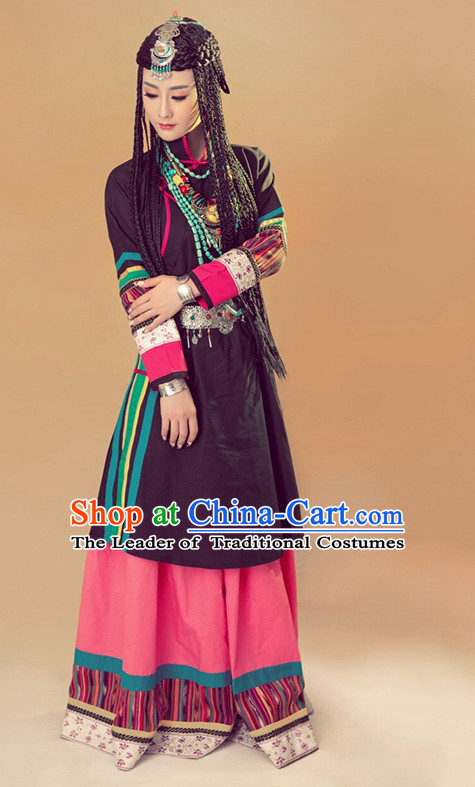Minority Tibet Tibetan Clothing Ethnic Clothes Complete Set for Women