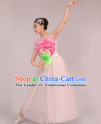 Chinese Peony Dance Costume Dance Costumes Fan dance Umbrella Ribbon Fans Water Sleeve Dancer Dancing Costumes Complete Set