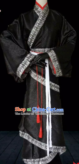 Black Ancient China Prime Minster Costumes High Quality Chinese National Costumes Complete Set for Men