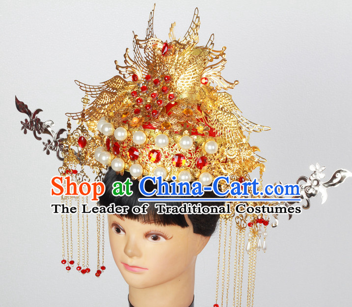 Supreme Handmade Chinese Ancient Imperial Palace Empress Wedding Phoenix Hat