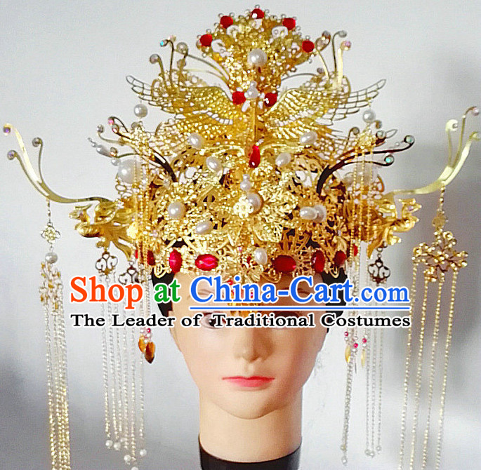 Handmade Chinese Empress Queen Imperial Wedding Bridal Phoenix Hat for Brides