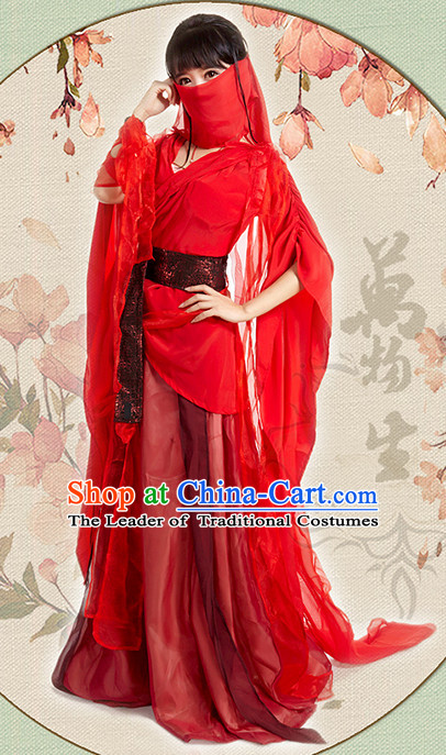 Red Chinese Hanfu Robe Clothing Handmade Bjd Dress Opera Costume Drama Costumes Complete Set
