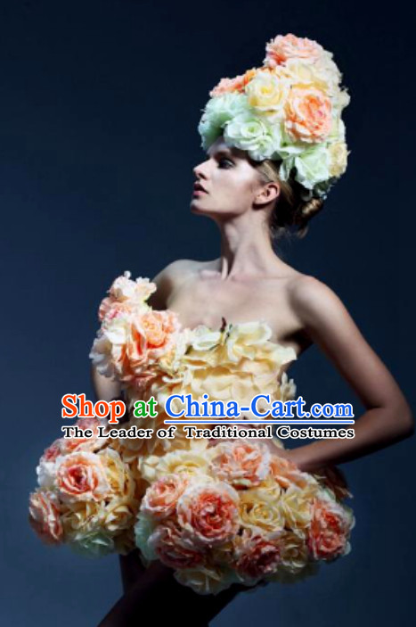 Parade Quality Flower Dance Costumes Popular Ostrich Feathers Fancy Costume Angel Wings Costume Complete Set