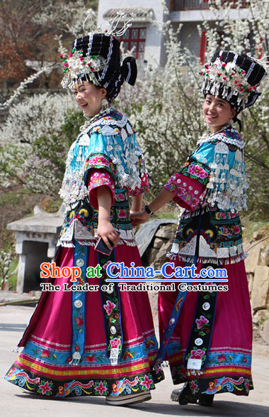 lao Miao clothes Chinese miao laos miao hat huicostume temple Minority Dresses Miao silver Thai costume Bai Yi Minority minority Dance