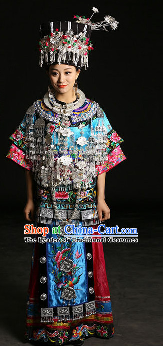 lao Miao clothes Chinese miao laos miao hat huicostume temple Minority Dresses Miao silver Thai costume Bai Yi Minority minority Dance
