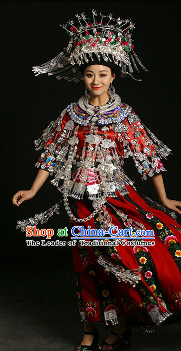 lao Miao clothes Chinese miao laos miao hat huicostume temple Minority Dresses Miao silver Thai costume Bai Yi Minority minority Dance