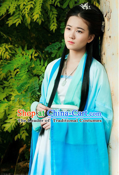 Blue Ancient Chinese Women Dresses Hanfu Girls China Classical Clothing Histroical Dress Traditional National Costume Complete Set