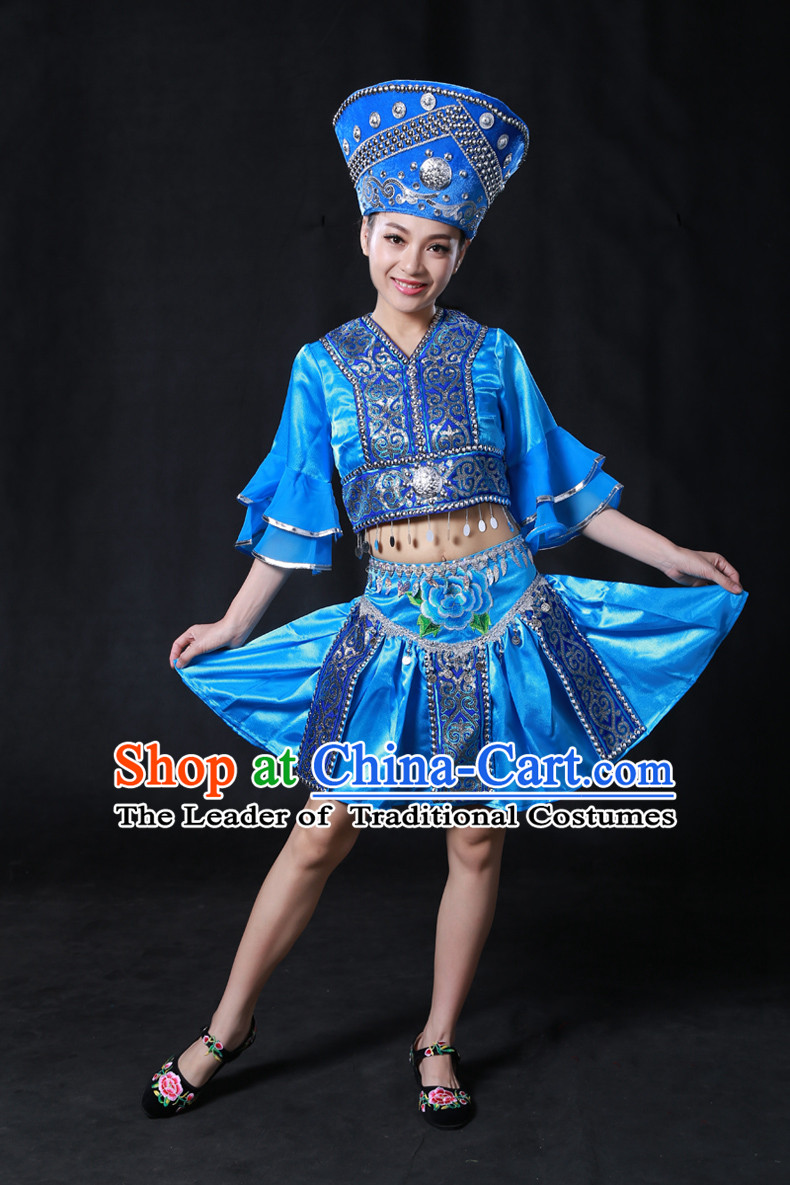 Chinese Yi Minority Women Dresses Ethnic Clothing Minority Dance Costume Minority Dress Complete Set