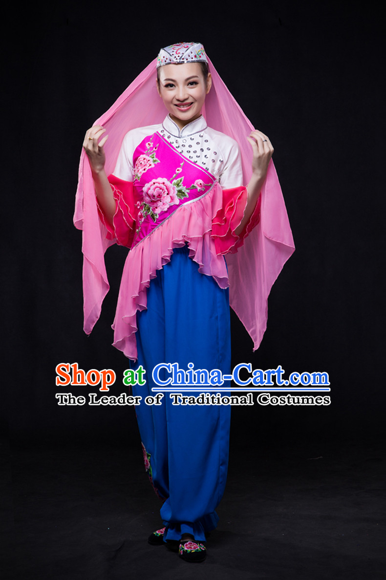 Chinese Xinjiang Yi Lao Miao Zhuang Bai Yao Minority Women Dresses Ethnic Clothing Minority Dance Costume Minority Dress Complete Set