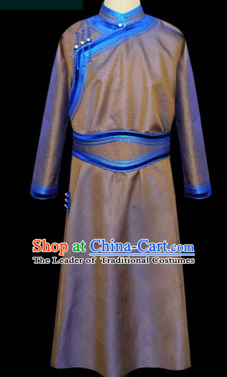 Chinese Mongolian Minority Emperor Mongol Long Robe Mongolia Prince Clothing Ethnic Traditional Costumes Complete Set