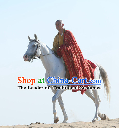 Chinese Ancient Tang Seng Monk Clothing Costumes Complete Set for Men