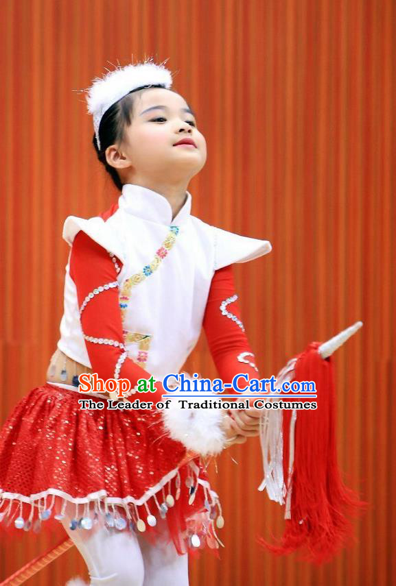Traditional Chinese Yangge Children Fan Dancing Costume Folk Dance Yangko Costume for Women