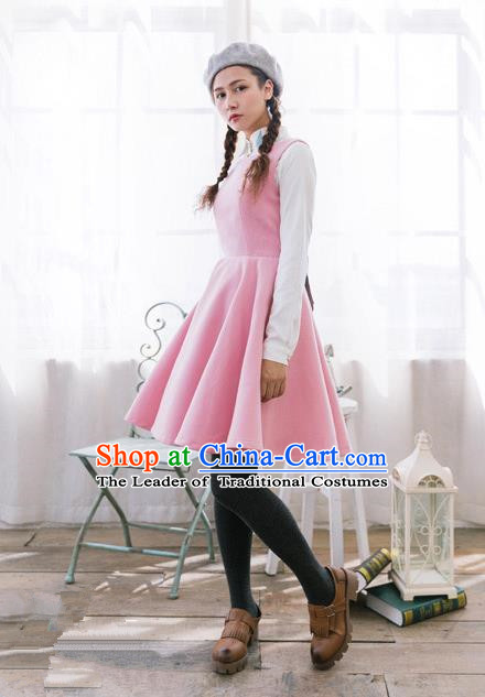 Traditional Classic Women Clothing, Traditional Classic Woolen One-piece Dress, British Restoring Ancient Vest Wool Long Skirt Complete Set for Women