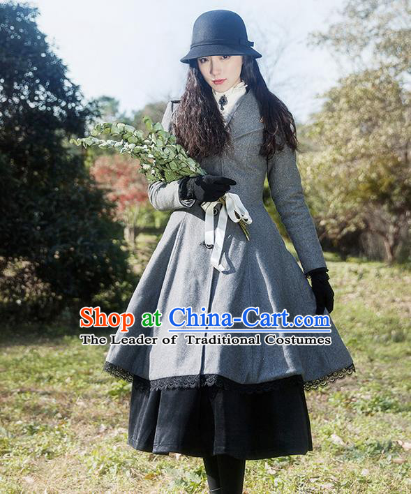 Traditional Classic Women Clothing, Traditional Classic Woolen Coat, British Restoring Ancient Wool Dust Coat for Women