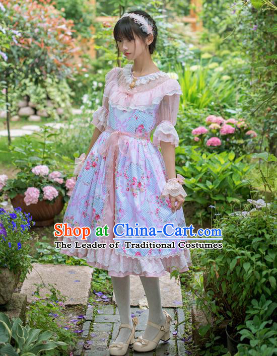 Traditional Classic Elegant Women Costume Lace Embroidery One-Piece Dress, Restoring Ancient Princess Three-Dimensional Plate Flowers Giant Swing Skirt for Women