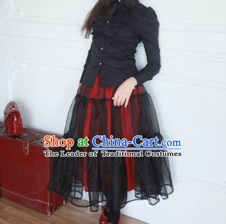 Traditional Classic Elegant Women Costume Organdy Half Skirt, Restoring Ancient Princess Gothic Organza Dress for Women