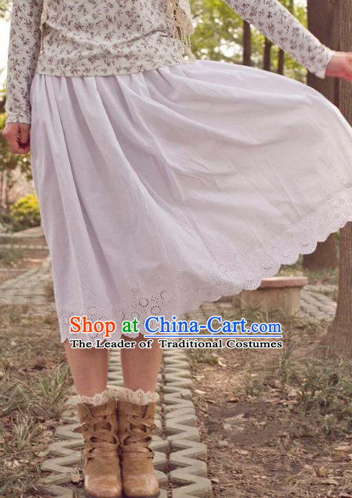 Traditional Classic Elegant Women Costume Cotton Half Skirt, Restoring Ancient Princess Embroidered Long Skirt for Women