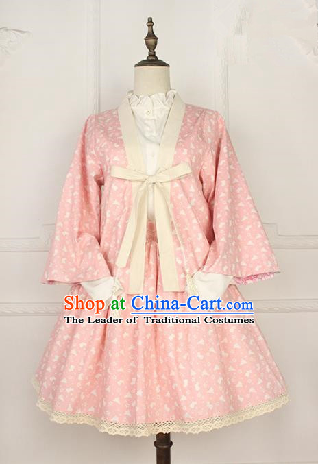 Traditional Japanese Restoring Ancient Kimono Costume Smock Small Coat, China Modified Double Side Short Cardigan Sweet Jacket for Women