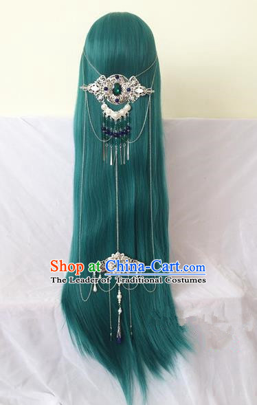 Traditional Chinese Ancient Jewelry Accessories, Ancient Chinese Imperial Princess Peacock Feathers Headwear Wedding Long Tassels Hair Step Shake, China Wedding Bride Hairpin for Women