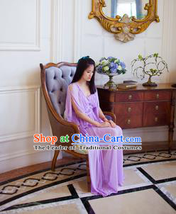 Traditional Classic Women Clothing, Traditional Classic Purple Chiffon Evening Dress Restoring Woolen Garment Skirt Braces Skirt, Long Chiffon Skirt