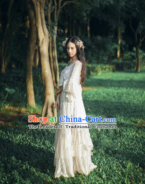 Traditional Classic Women Costumes, Traditional Classic Whole Body Delicate Embroidery Lace Dress Restoring Long Skirts