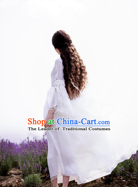 Traditional Classic White Silk Pajamas Heavy Lace Embroidery Evening Dress Restoring Garment Skirt Braces Skirt