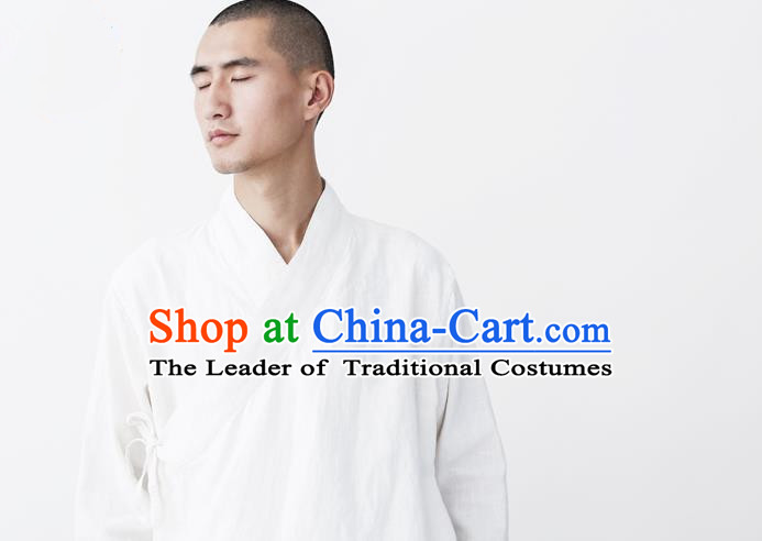 Chinese Hooded Cotton Linen Double-Breasted Tang Suit Plate Buttons Chinese Style Restoring Ancient Thick Cotton-Padded Jacket Hanfu Male Winter Coat