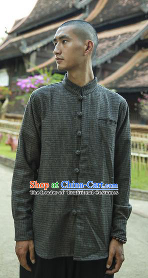 Traditional Chinese Woolen Tang Suit Men Costumes Men Shirt, Chinese Ancient Wool Blouse for Men