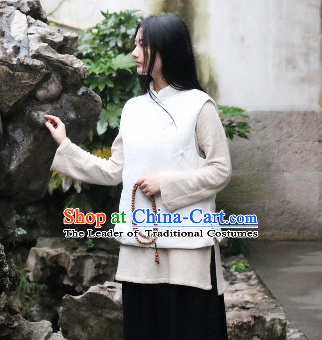 Traditional Chinese Female Costumes,Chinese Acient Clothes, Chinese Plate Buttons Cheongsam Feather Vest, Tang Suits Small Vest Jacket Cotton-Padded Mandarin Jacket for Women