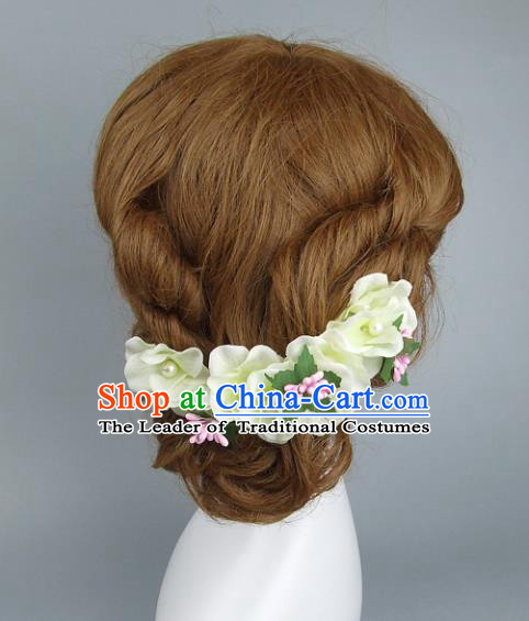 Top Grade Handmade Wedding Hair Accessories Yellow Flowers Hair Clasp, Baroque Style Bride Headwear for Women