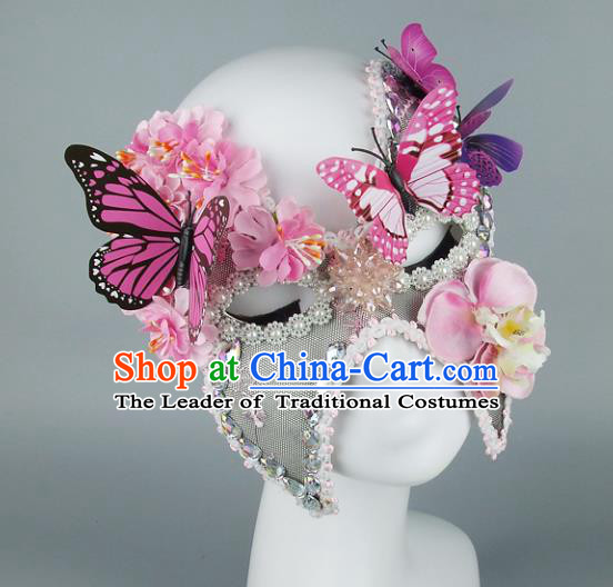 Top Grade Handmade Exaggerate Fancy Ball Accessories Butterfly Mask, Halloween Model Show Ceremonial Occasions Face Mask