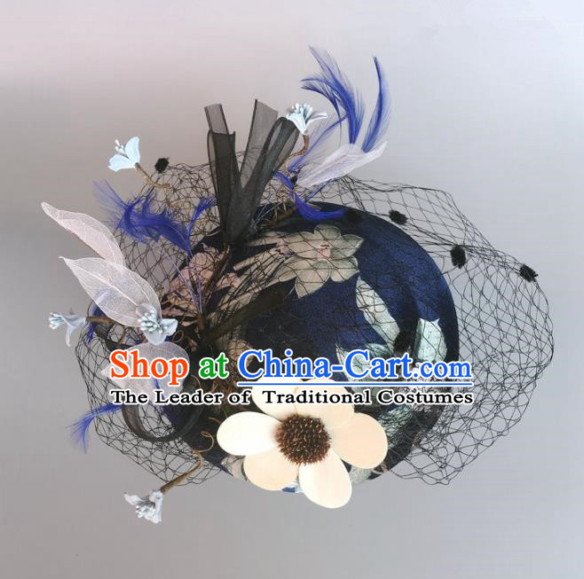 Handmade Baroque Hair Accessories Flowers Top Hats, Bride Ceremonial Occasions Headwear for Women