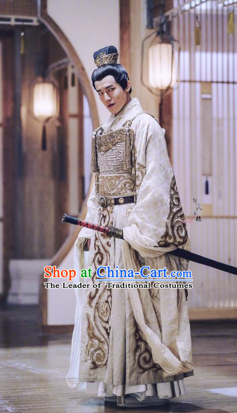 Traditional Chinese Tang Dynasty General Prince Embroidered Costume, Asian China Ancient Swordsman Clothing Complete Set
