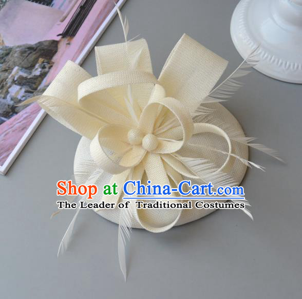 Top Grade Handmade Wedding Hair Accessories White Feather Headwear, Baroque Style Bride Hair Stick for Women