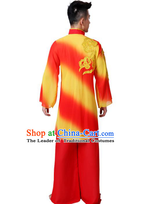 Traditional Chinese Yangge Fan Dancing Costume Modern Dance Dress Clothing and Headwear