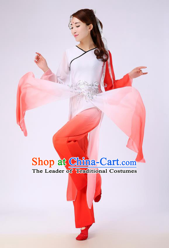 Traditional Chinese Yangge Fan Dancing Costume Modern Dance Dress Clothing and Headwear