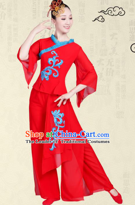 Women velvet red green chinese folk dresses square dance dance clothing  pleuche suit practise adult Yangge umbrella fan performance clothes