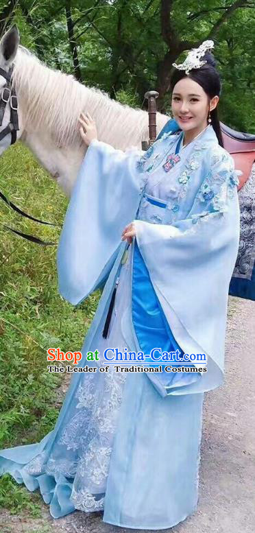 Traditional Chinese Han Dynasty Palace Lady Costume, Asian China Ancient Imperial Princess Embroidered Clothing for Women