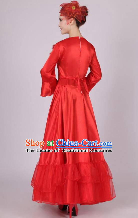 Traditional Chinese Yangge Fan Dancing Costume Modern Dance Dress Clothing and Headwear