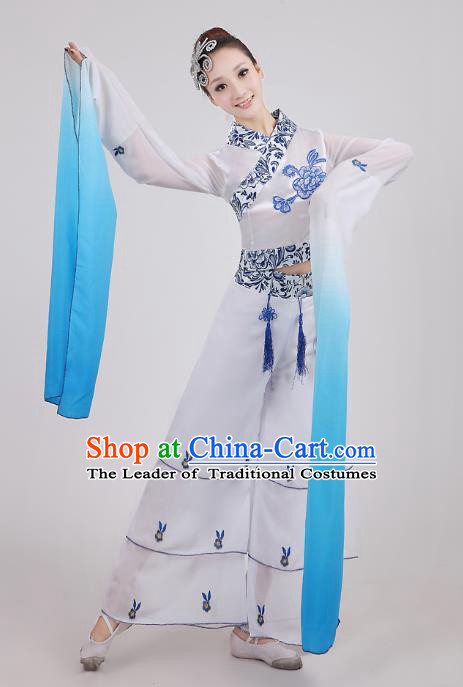 Traditional Chinese Water Sleeve Dance Costume, Folk Dance Uniform Classical Dance Embroidery Clothing for Women