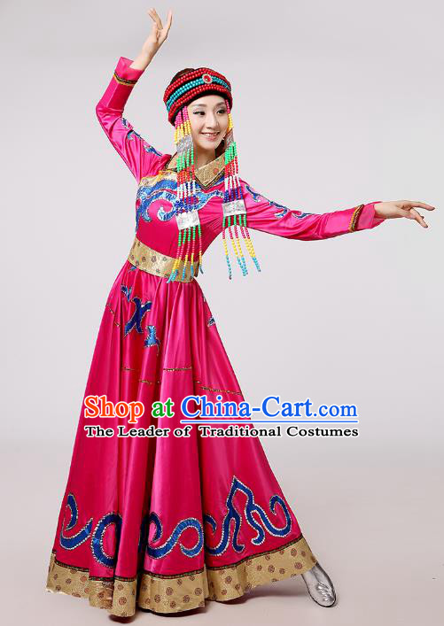 Traditional Chinese Yangge Fan Dancing Costume Modern Dance Dress Clothing and Headwear