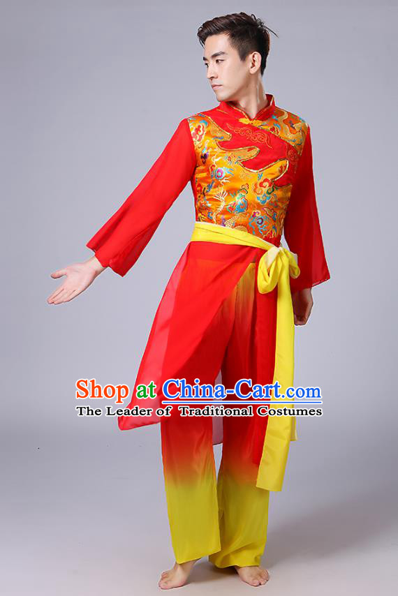 Traditional Chinese Yangge Fan Dancing Costume Modern Dance Dress Clothing and Headwear