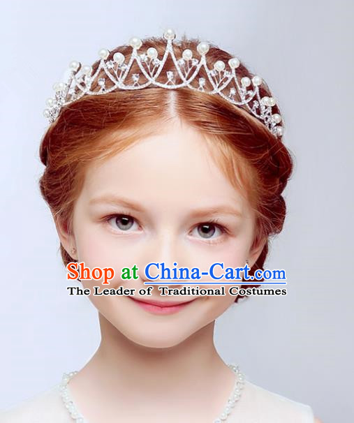 Handmade Children Hair Accessories Princess Headwear Model Show Girls Crystal Royal Crown for Kids