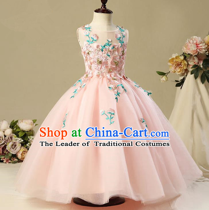 Top Compere Performance Catwalks Costume Children Chorus Red Dress with Wings Modern Dance Princess Short Red Bubble Dress for Girls Kids