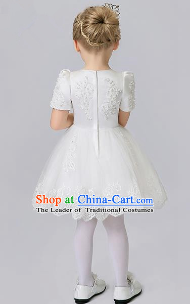 Top Compere Performance Catwalks Costume Children Chorus Red Dress with Wings Modern Dance Princess Short Red Bubble Dress for Girls Kids