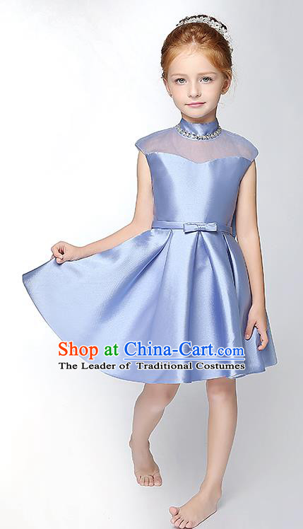 Top Compere Performance Catwalks Costume Children Chorus Red Dress with Wings Modern Dance Princess Short Red Bubble Dress for Girls Kids